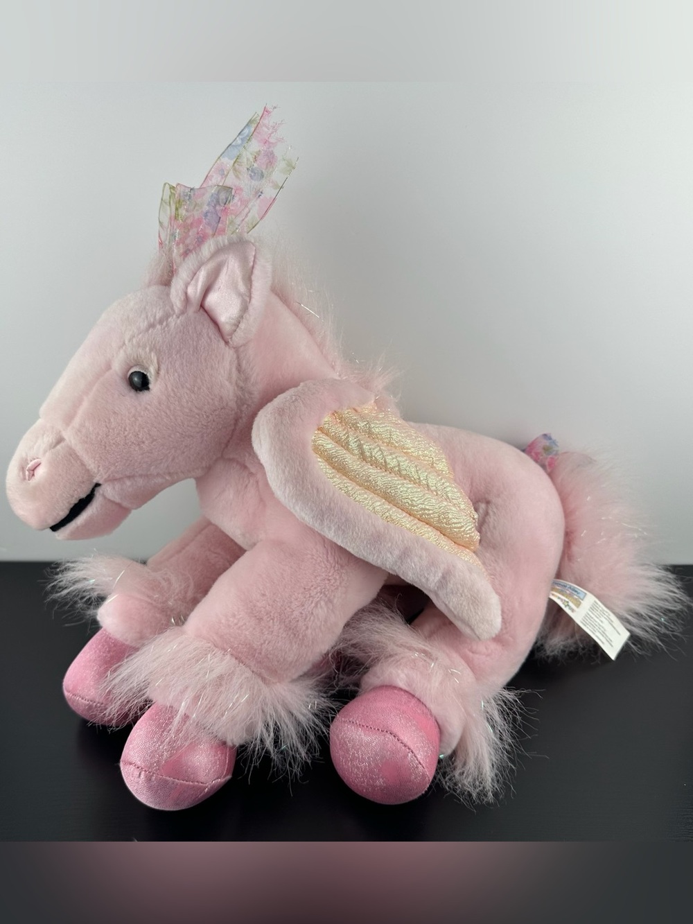 Animal Alley Toys R Us RARE Large Pink Pegasus Flying Horse 14” Plush Wings